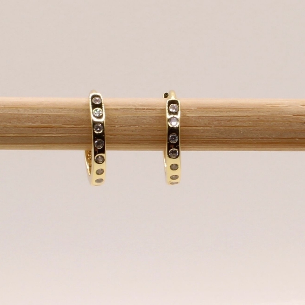 Gold 925 Sterling Silver Minimalist Huggies Earrings